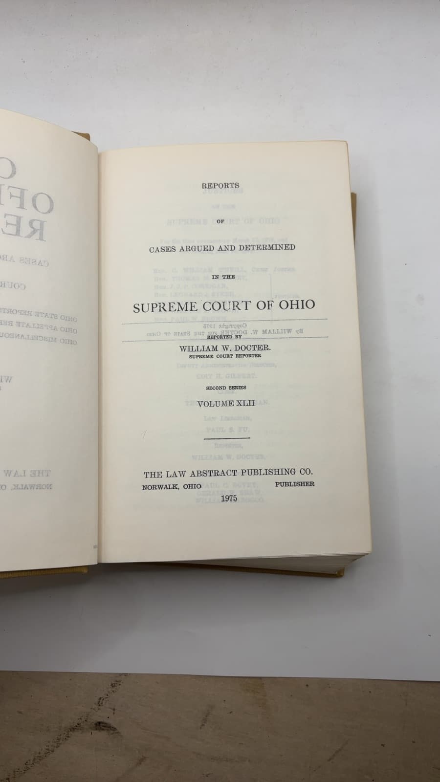 Ohio Official Reports Volume 42 by William W. Docter - title page