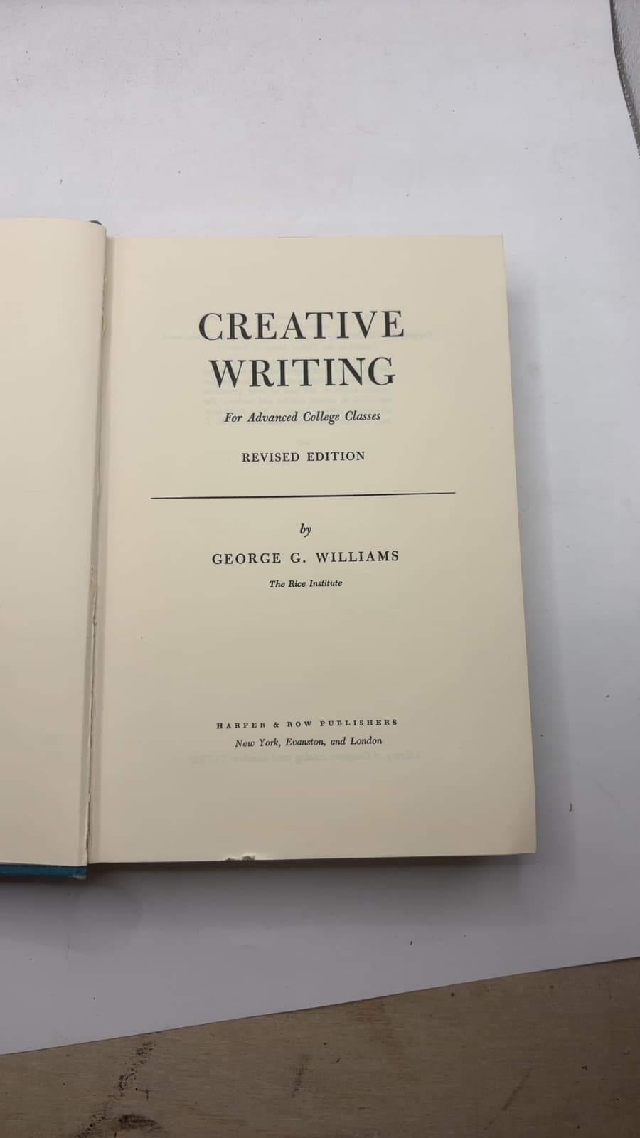Creative Writing by George G. Williams - title page