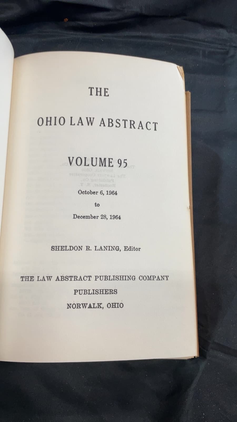 The Ohio Law Abstract Volume 95 by Sheldon R. Laning, Editor - title page