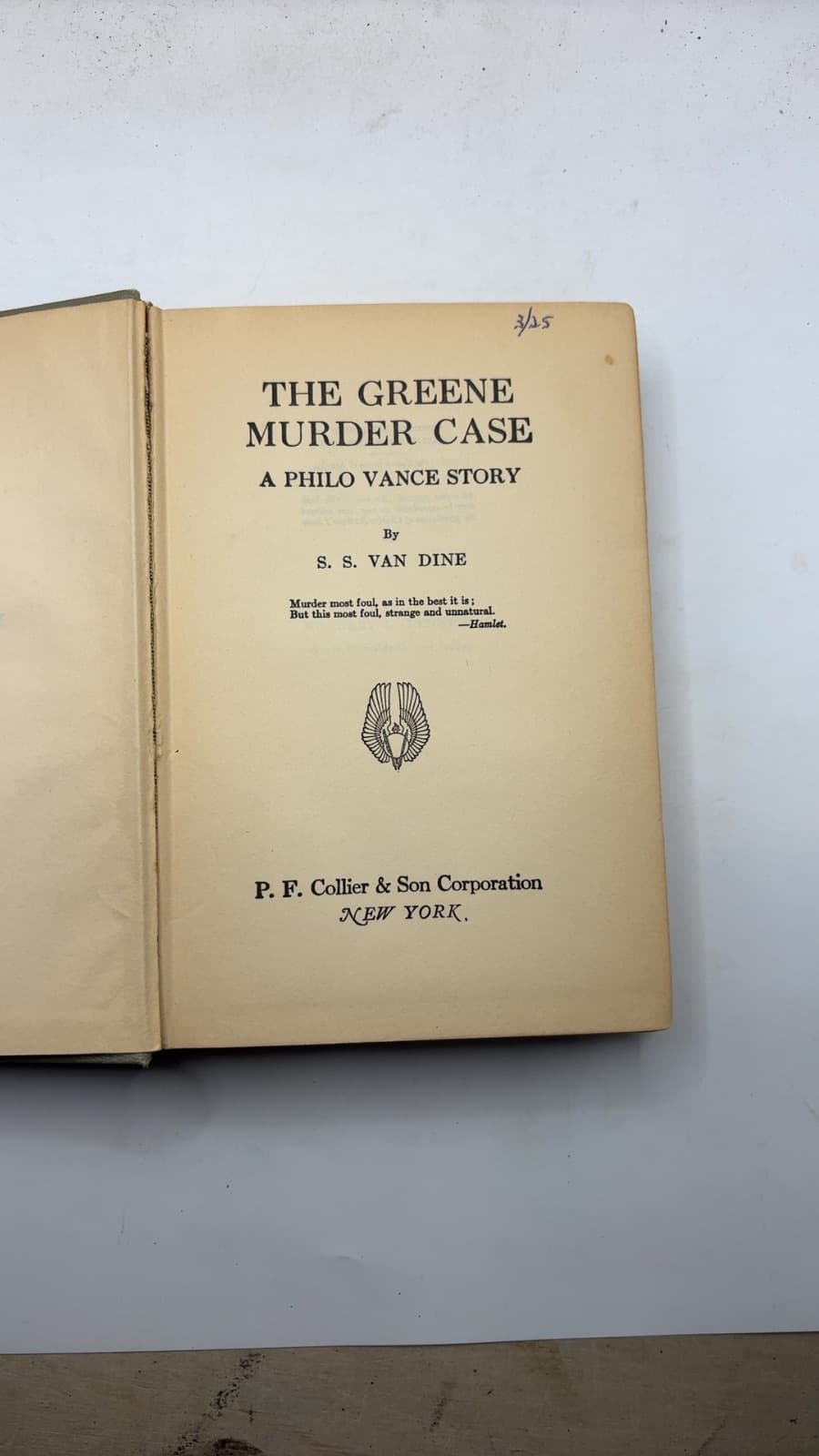 The Greene Murder Case by S. S. Van Dine - title page