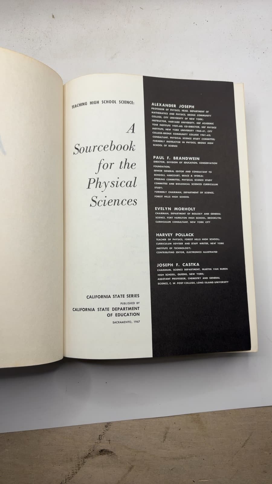 A Sourcebook for the Physical Sciences by Alexander Joseph, Paul F. Brandwein, Evelyn Morholt, Harvey Pollack, Joseph F. Castka - title page