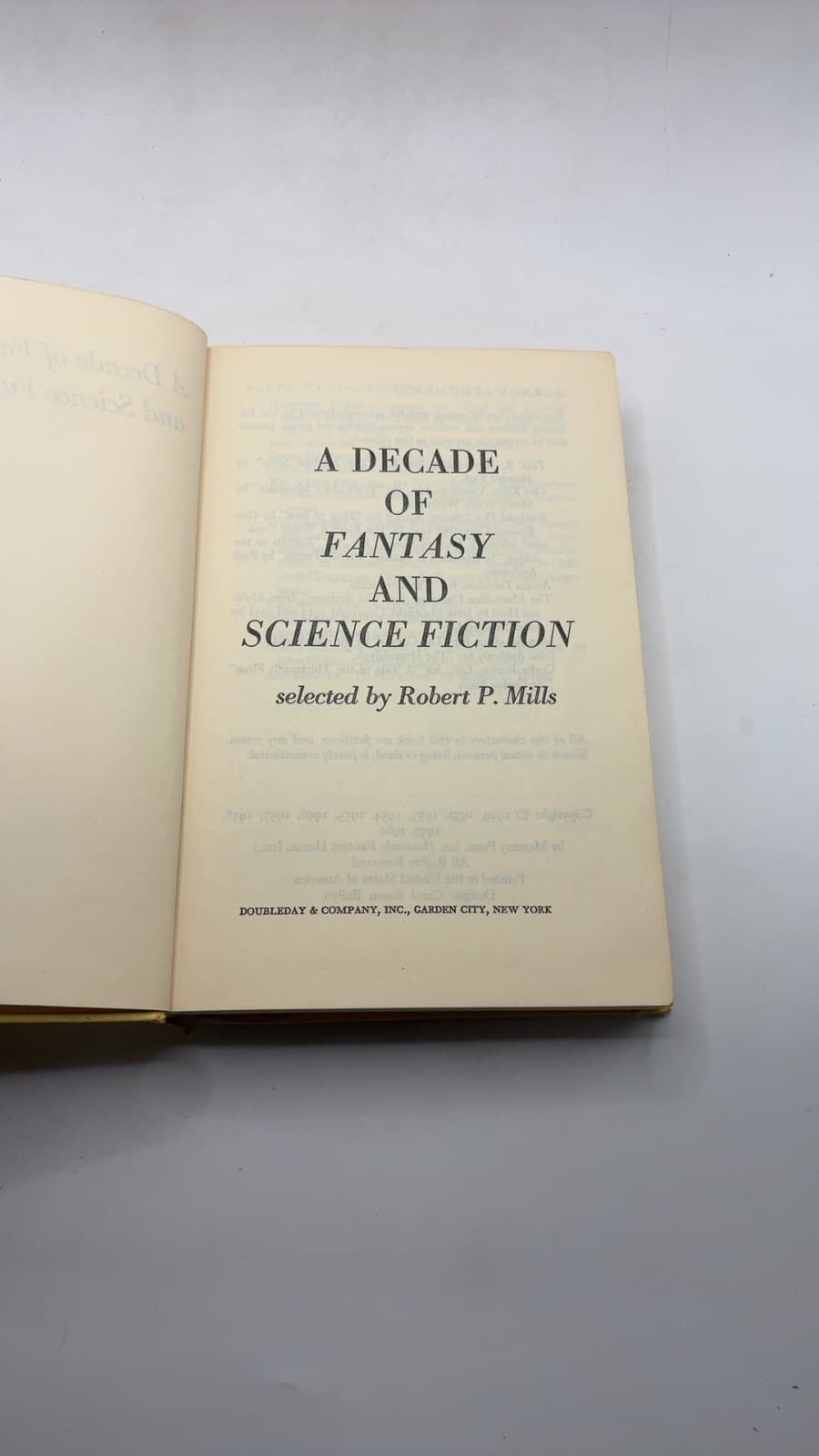 A Decade OF Fantasy AND Science Fiction by Robert P. Mills (selected by) - title page