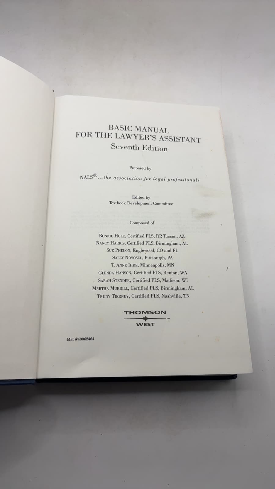 Basic Manual FOR THE Lawyer's Assistant by Prepared by NALS - title page