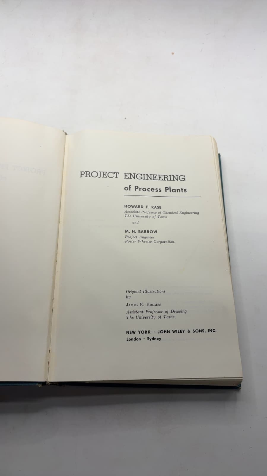 Project Engineering of Process Plants by Howard F. Rase and M. H. Barrow - title page