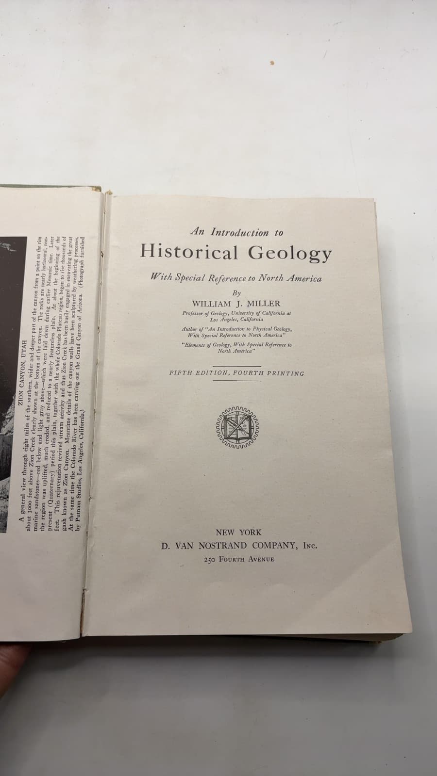 An Introduction to Historical Geology by William J. Miller - title page