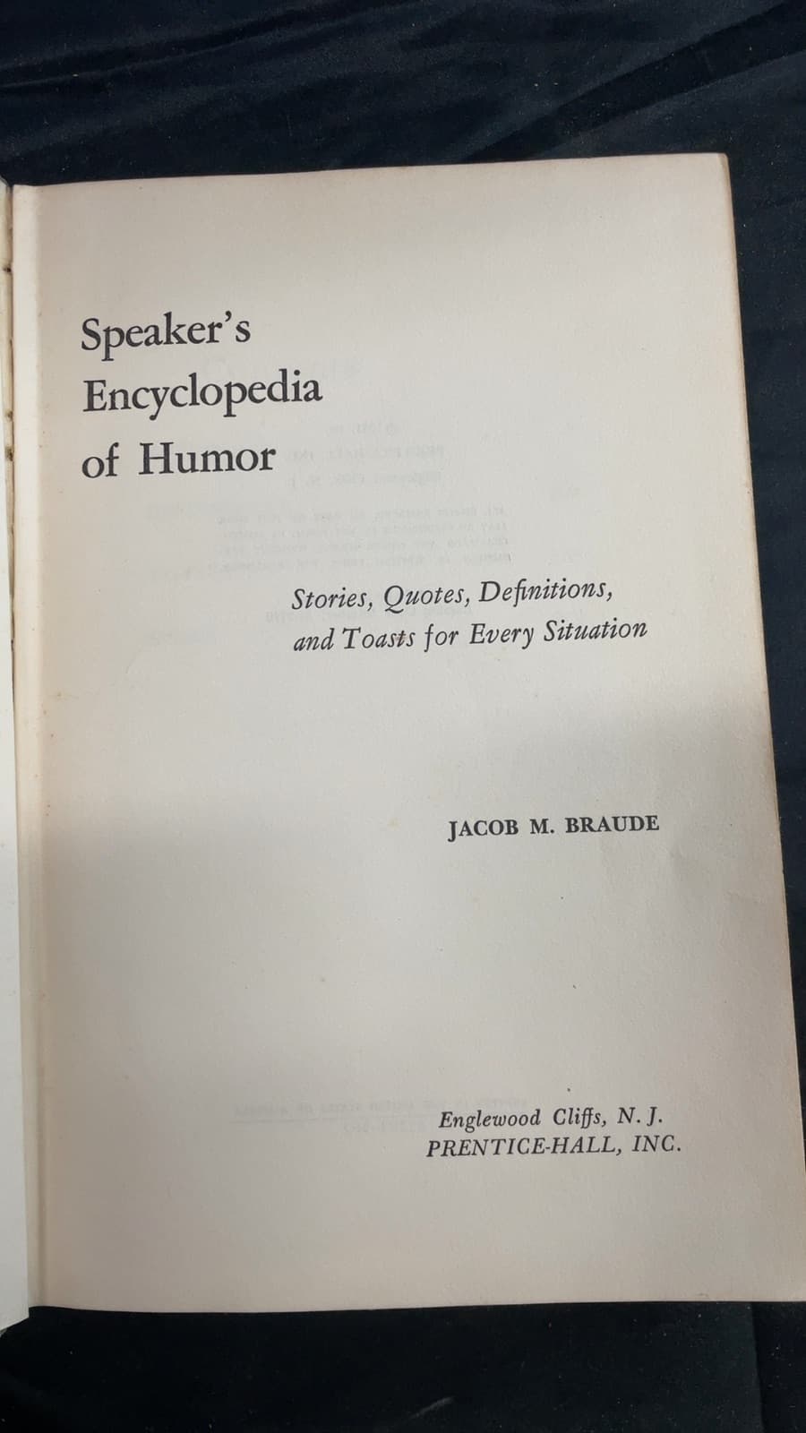 Speaker's Encyclopedia of Humor by Jacob M. Braude - title page