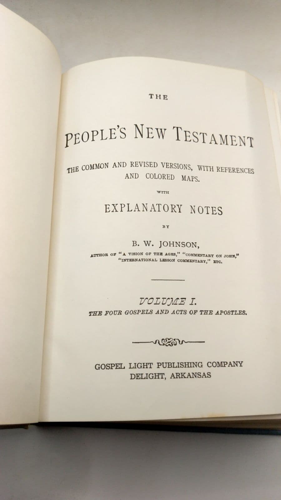The People's New Testament With Notes by B. W. Johnson - title page