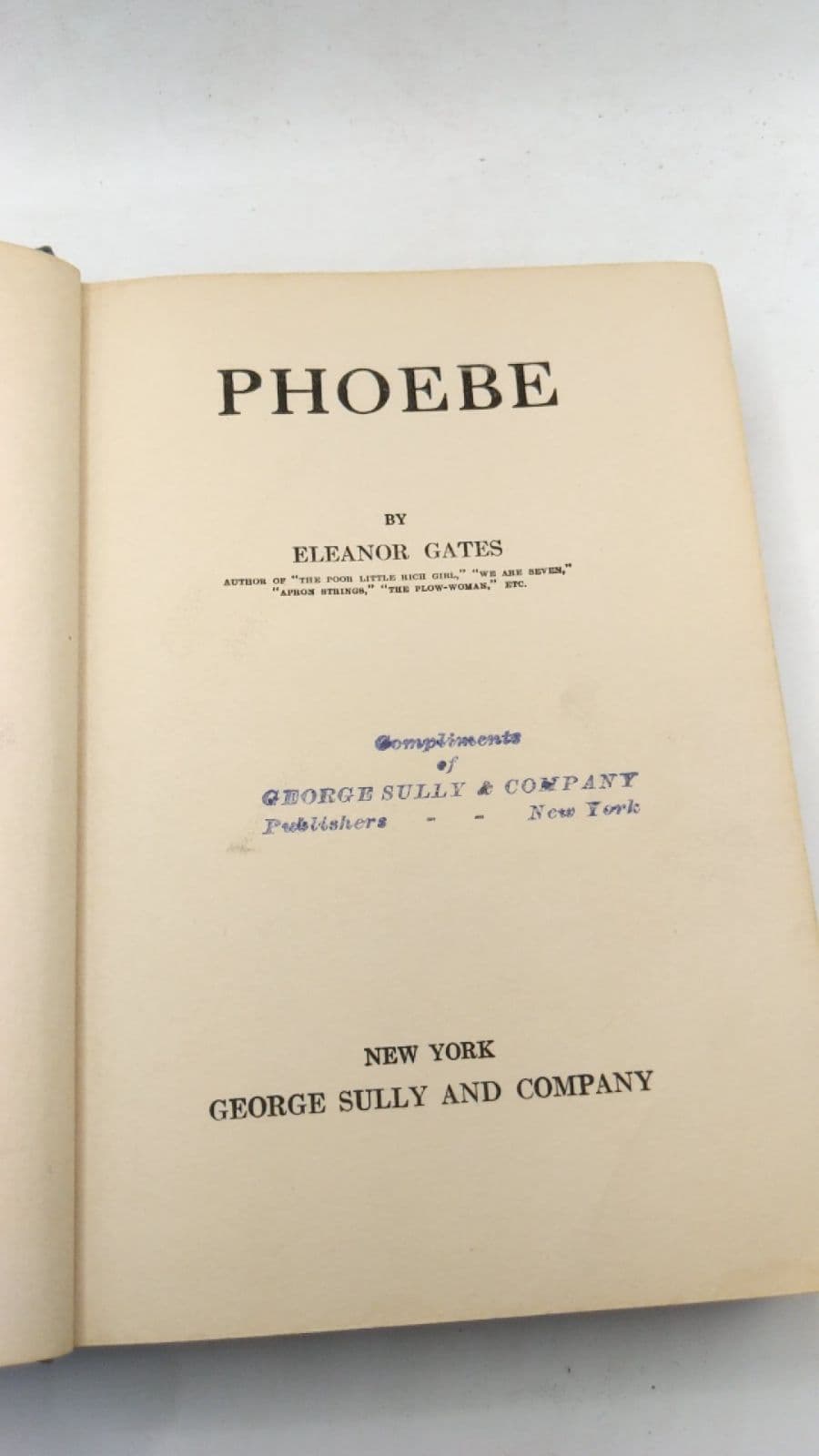 Phoebe by Eleanor Gates - title page