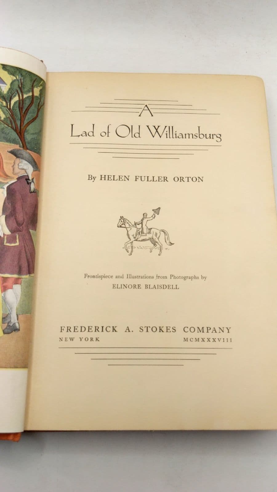 A Lad of Old Williamsburg by Helen Fuller Orton - title page