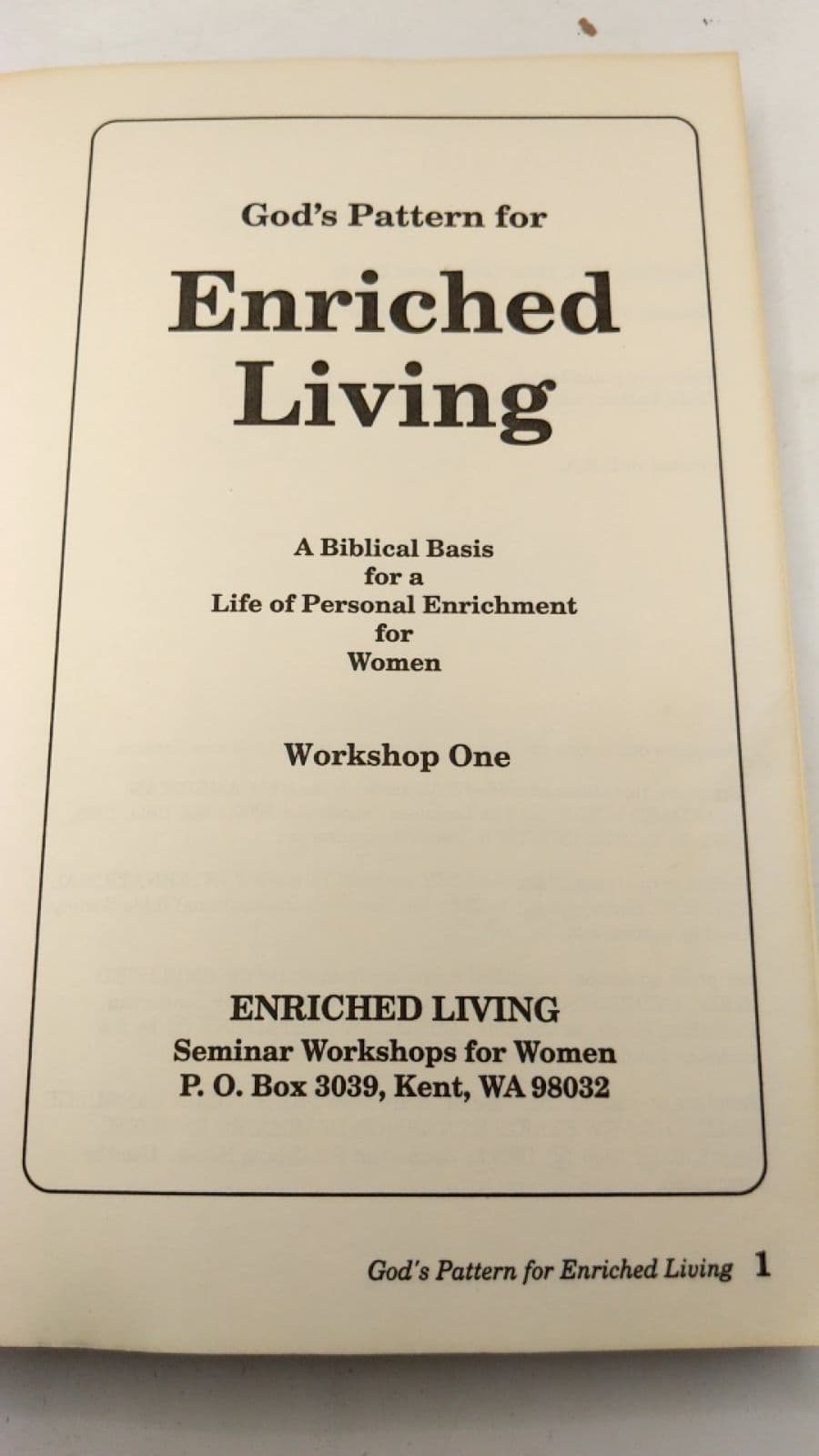 God's Pattern for Enriched Living by Verna Birkey - title page