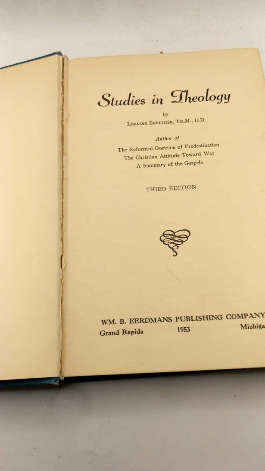Studies in Theology by Loraine Boettner, Th.M., D.D. - title page