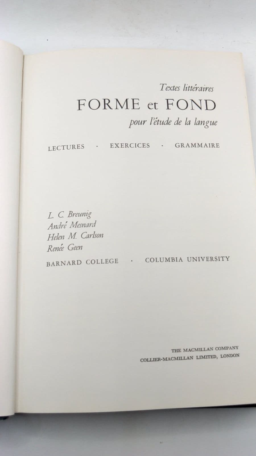 Forme et Fond by L. C. Breunig, André Mesnard, Helen M. Carlson, Renée Geen - title page