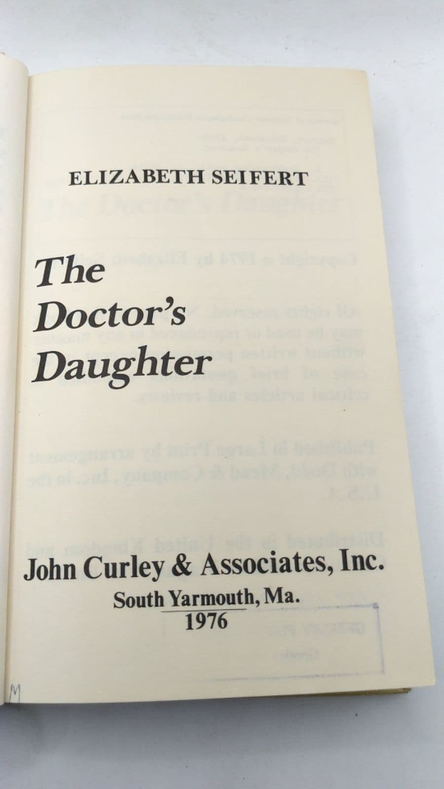 The Doctor's Daughter by Elizabeth Seifert - title page