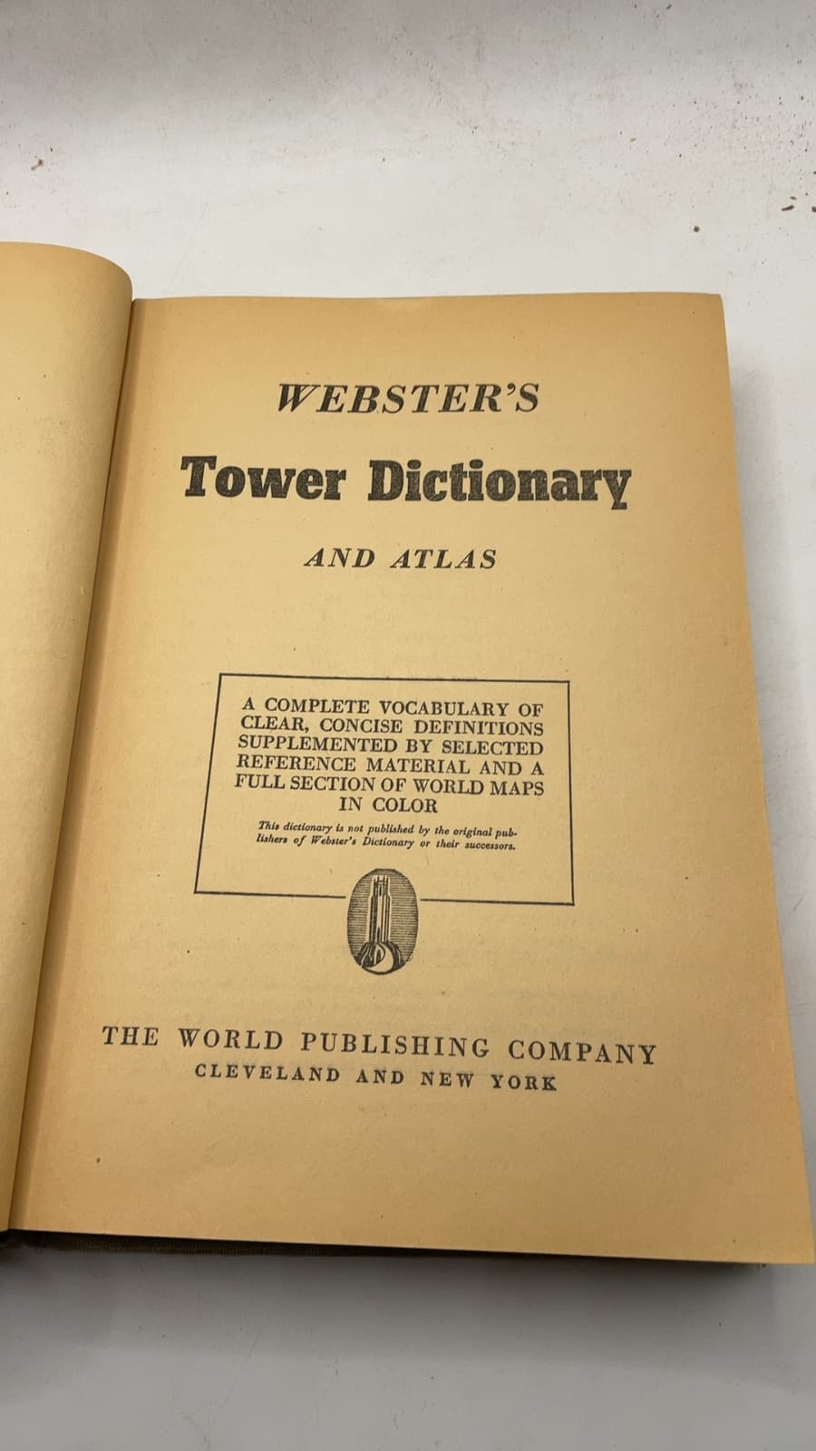 Webster's Tower Dictionary and Atlas - title page
