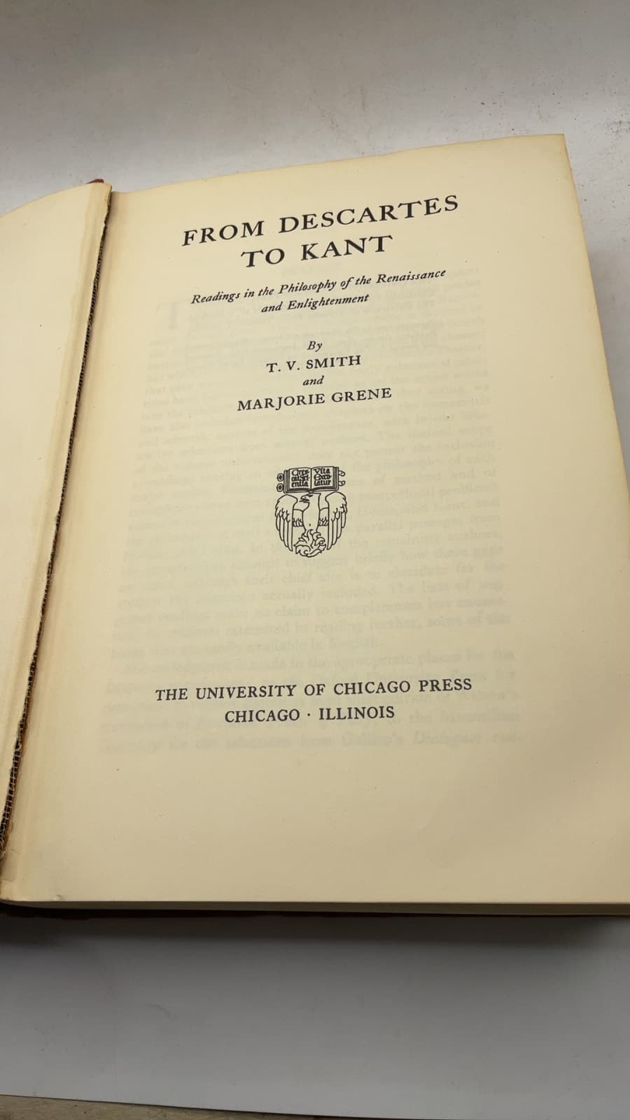 From Descartes to Kant by T. V. Smith and Marjorie Grene - title page