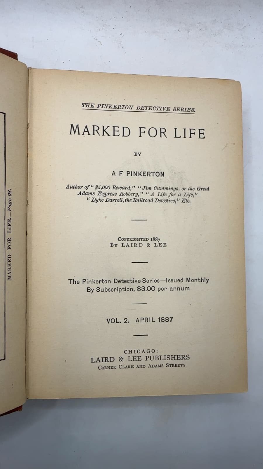 Marked for Life by A F Pinkerton - title page