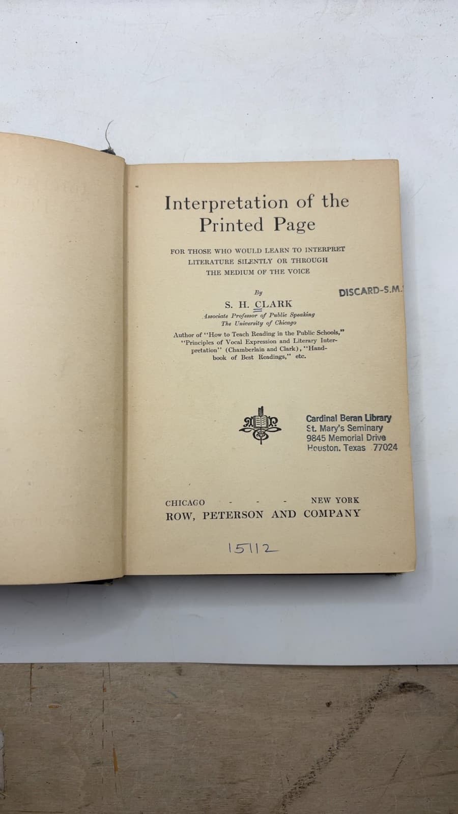 Interpretation of the Printed Page by S. H. Clark - title page