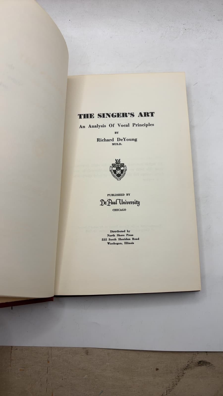 The Singer's Art by Richard DeYoung - title page