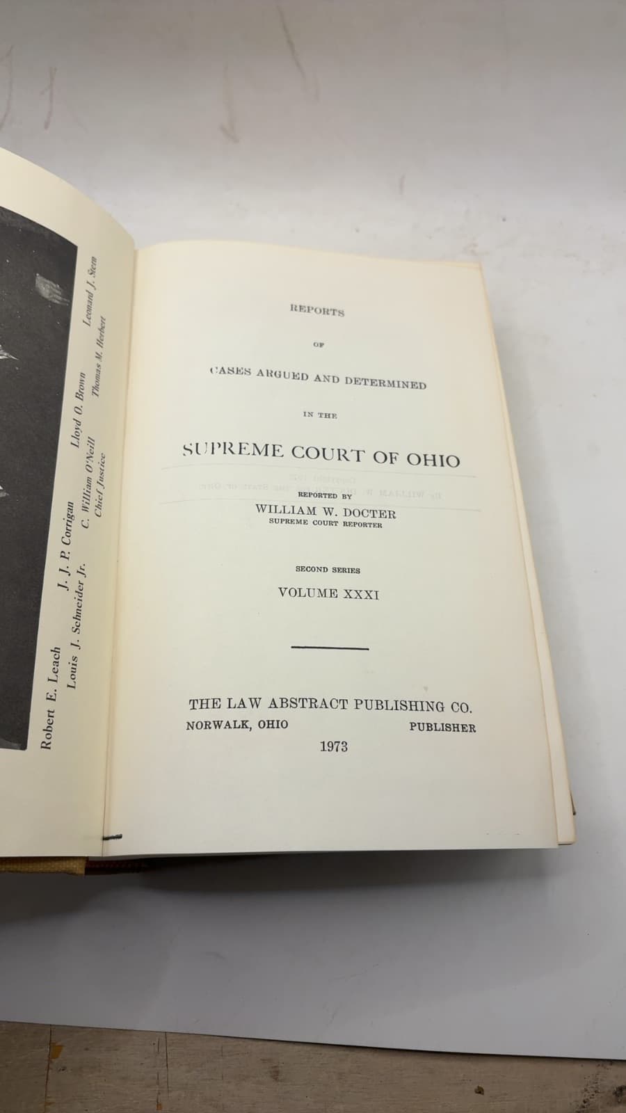 Reports of Cases Argued and Determined in the Supreme Court of Ohio by William W. Docter - title page
