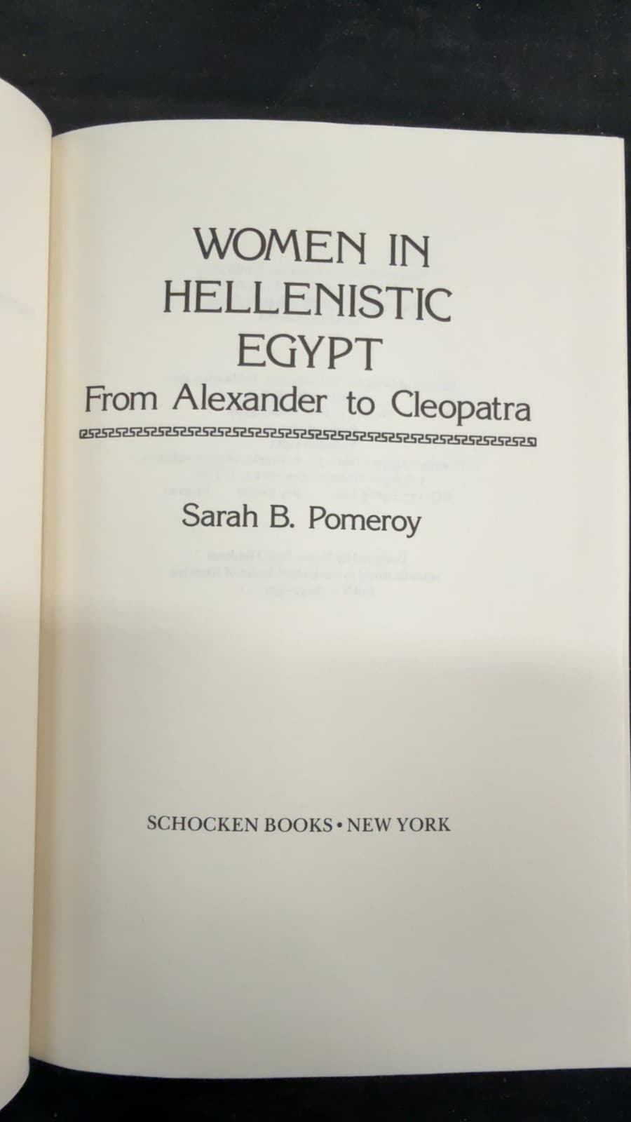 Women in Hellenistic Egypt: From Alexander to Cleopatra by Sarah B. Pomeroy - title page