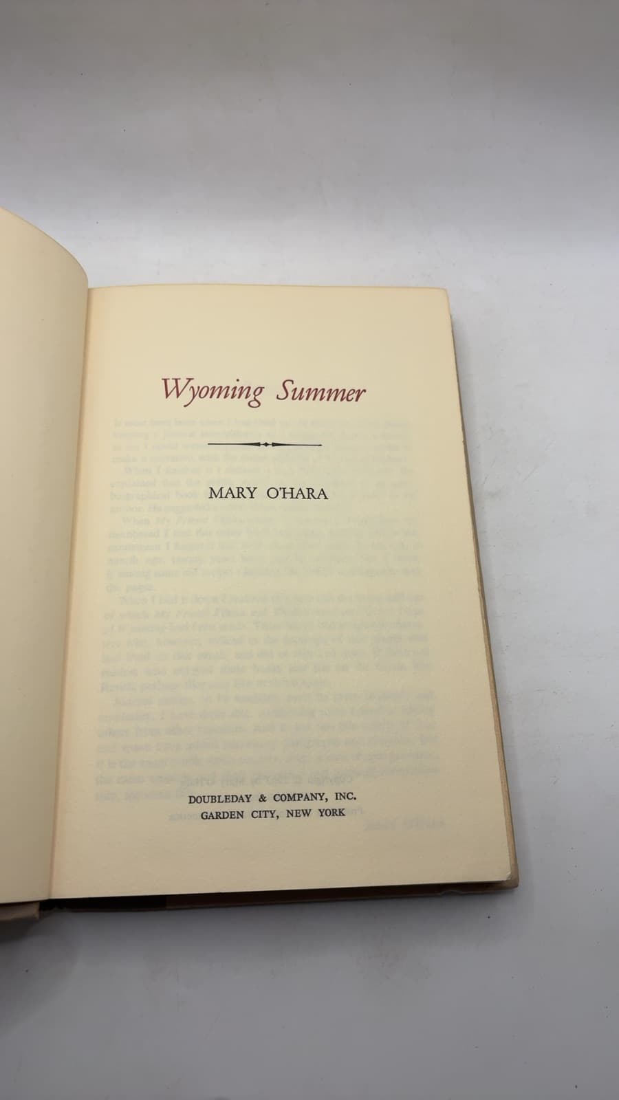 Wyoming Summer by Mary O'Hara - title page