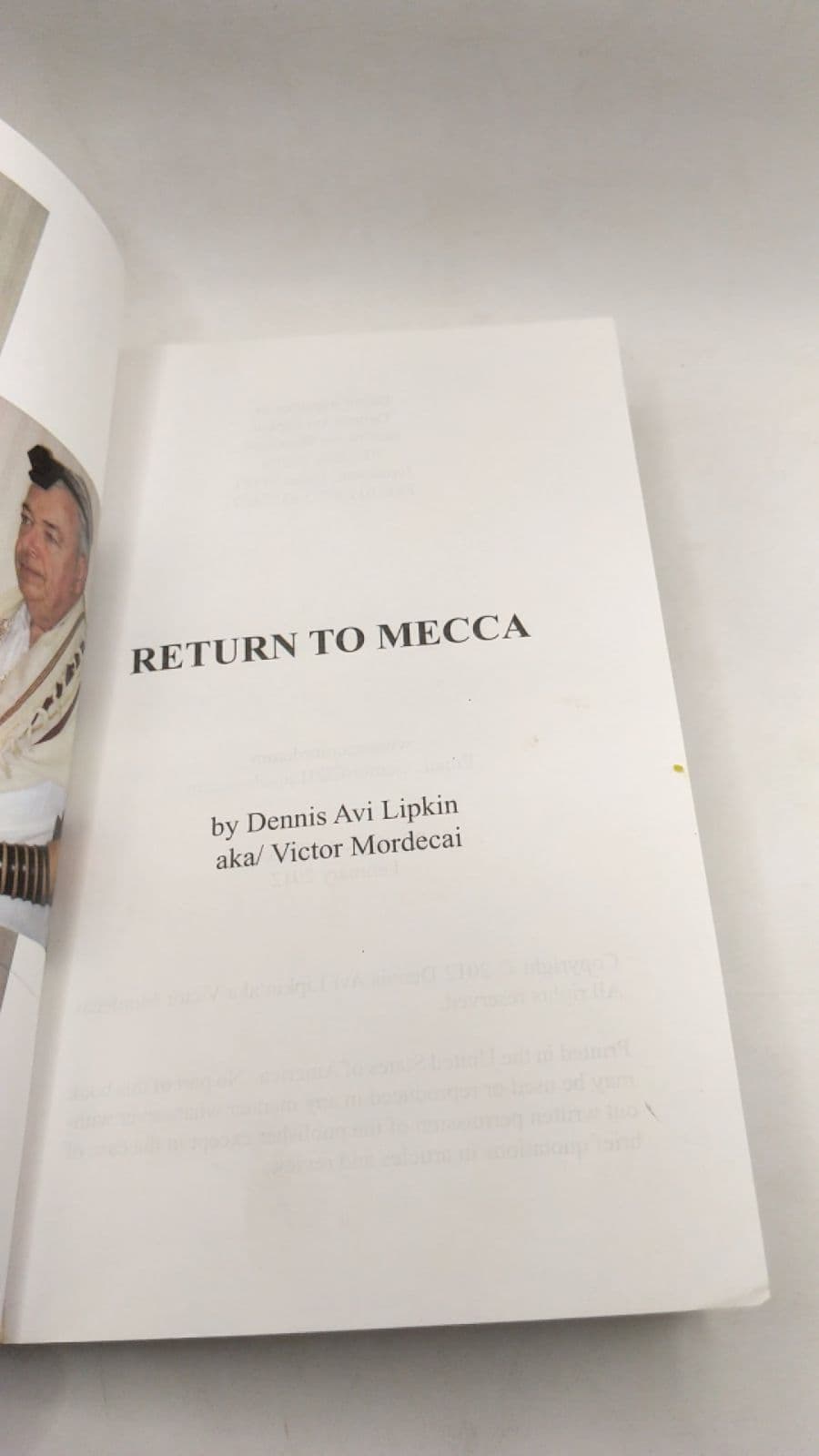 Return TO Mecca by Dennis Avi Lipkin aka Victor Mordecai - title page