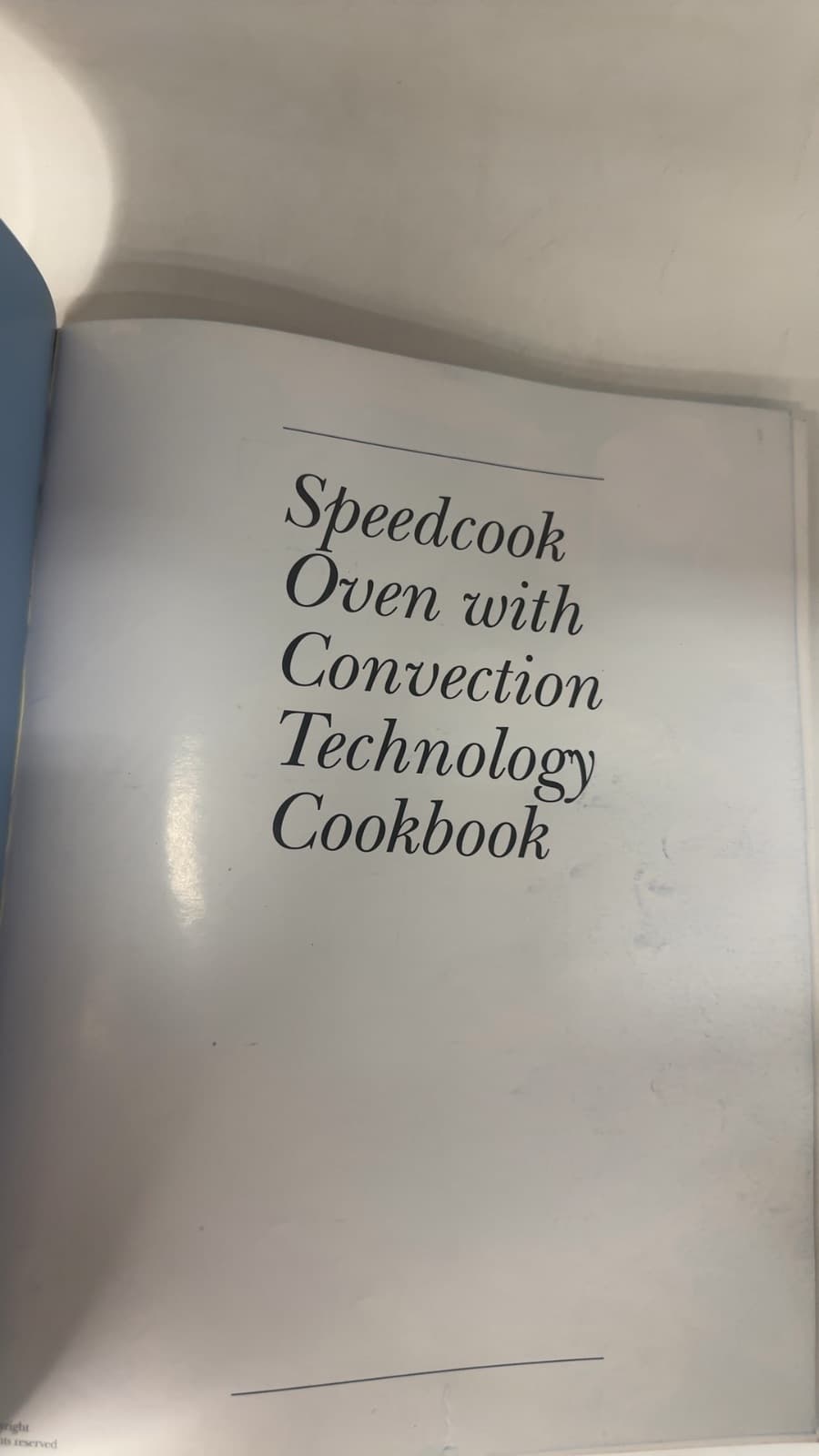 Speedcook Oven with Convection Technology Cookbook - title page