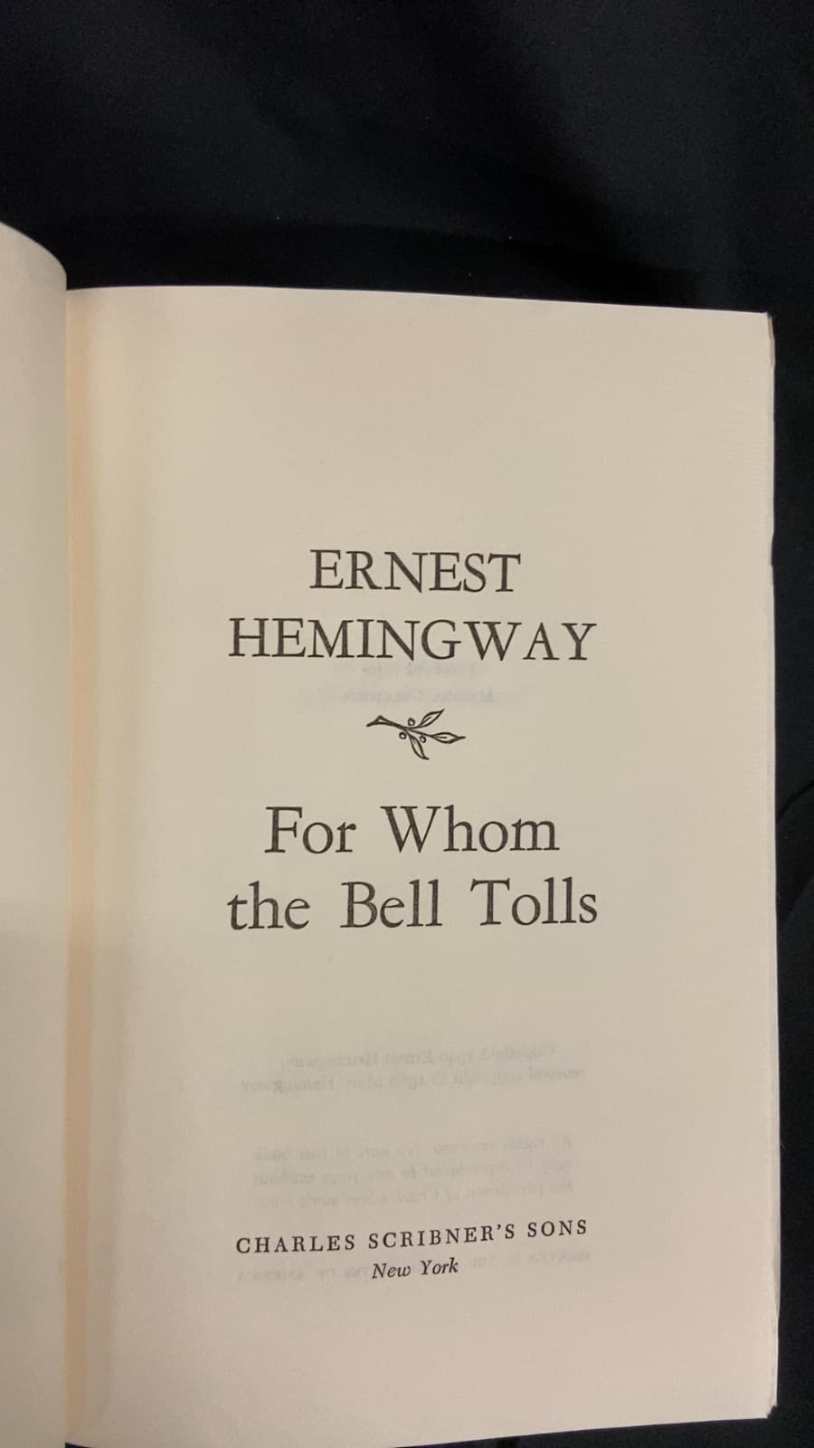 For Whom the Bell Tolls by Ernest Hemingway - title page