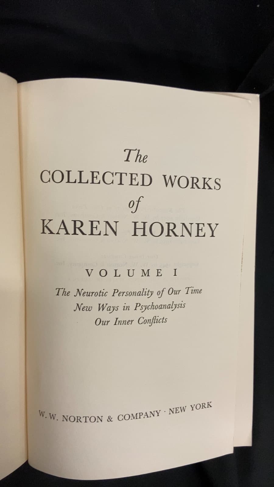 The Collected Works of Karen Horney, Volume I by Karen Horney - title page