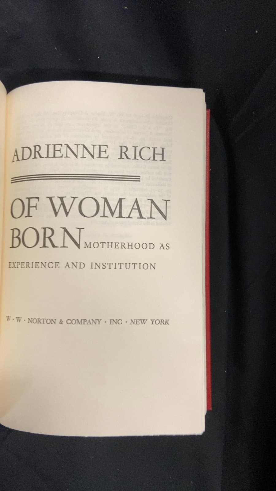 Of Woman Born: Motherhood as Experience and Institution by Adrienne Rich - title page