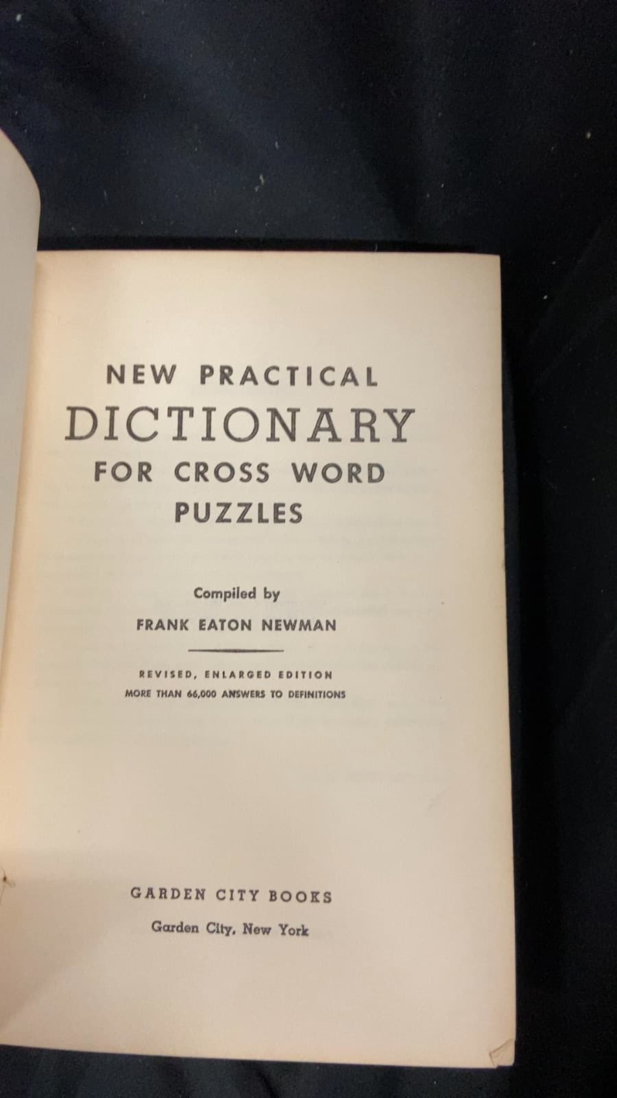 New Practical Dictionary for Cross Word Puzzles by Frank Eaton Newman - title page