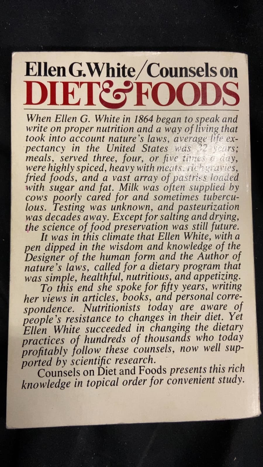 Counsels on Diet and Foods by Ellen G. White - additional view