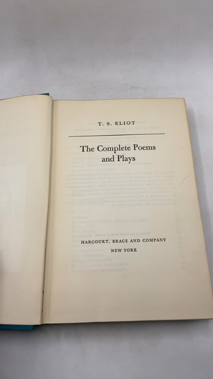 The Complete Poems and Plays by T. S. Eliot - title page