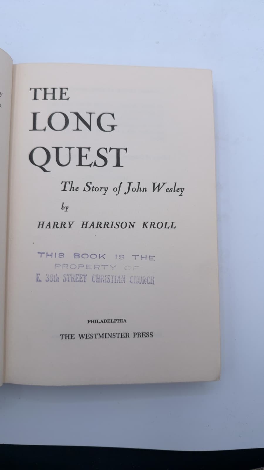 The Long Quest by Harry Harrison Kroll - title page