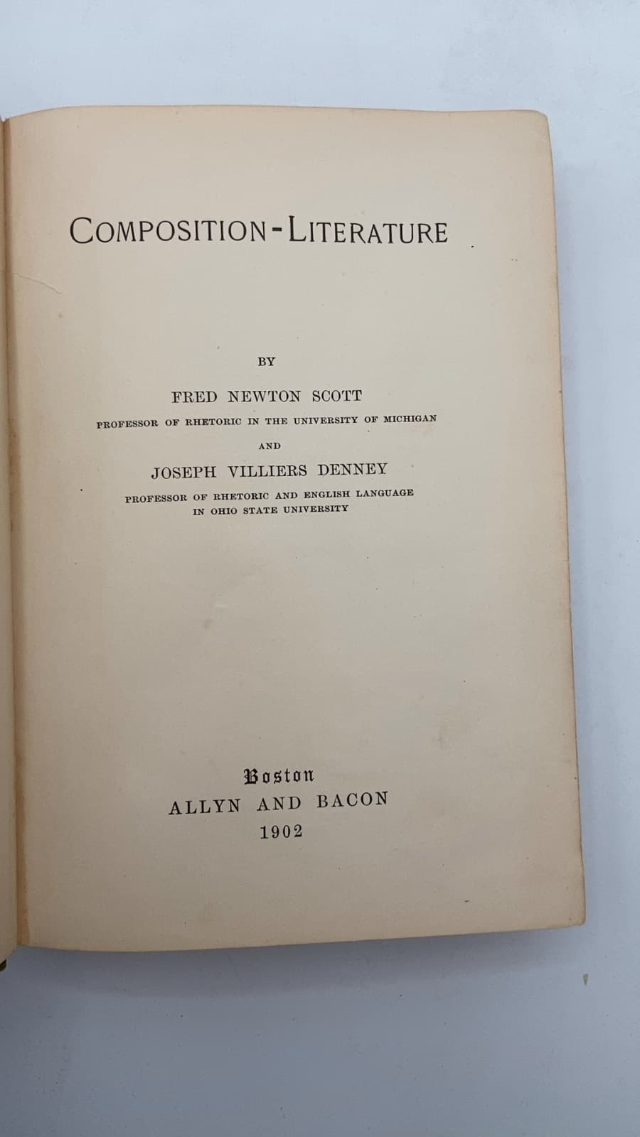 Composition-Literature by Fred Newton Scott and Joseph Villiers Denney - title page
