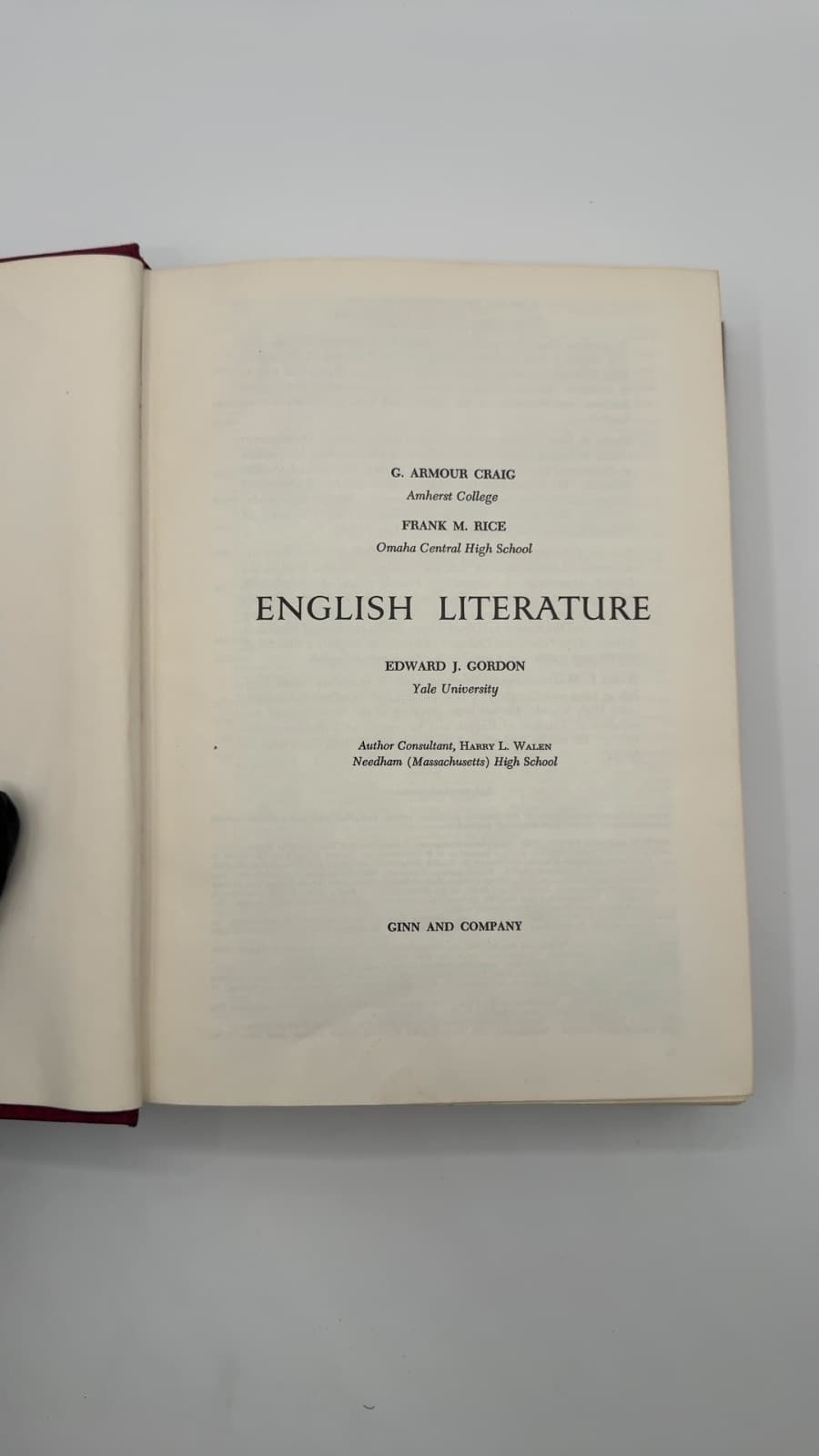 English Literature by G. Armour Craig, Frank M. Rice, Edward J. Gordon - title page
