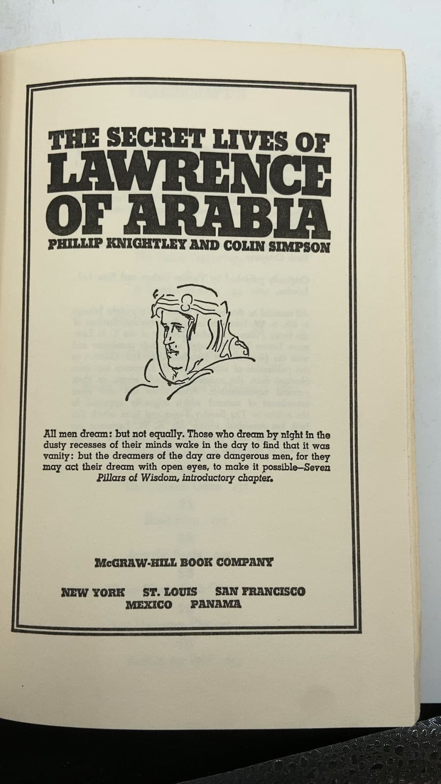 The Secret Lives of Lawrence of Arabia by Phillip Knightley and Colin Simpson - title page