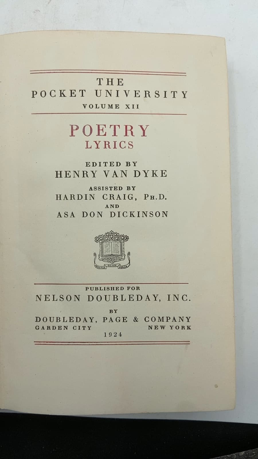 Poetry Lyrics by Henry Van Dyke - title page