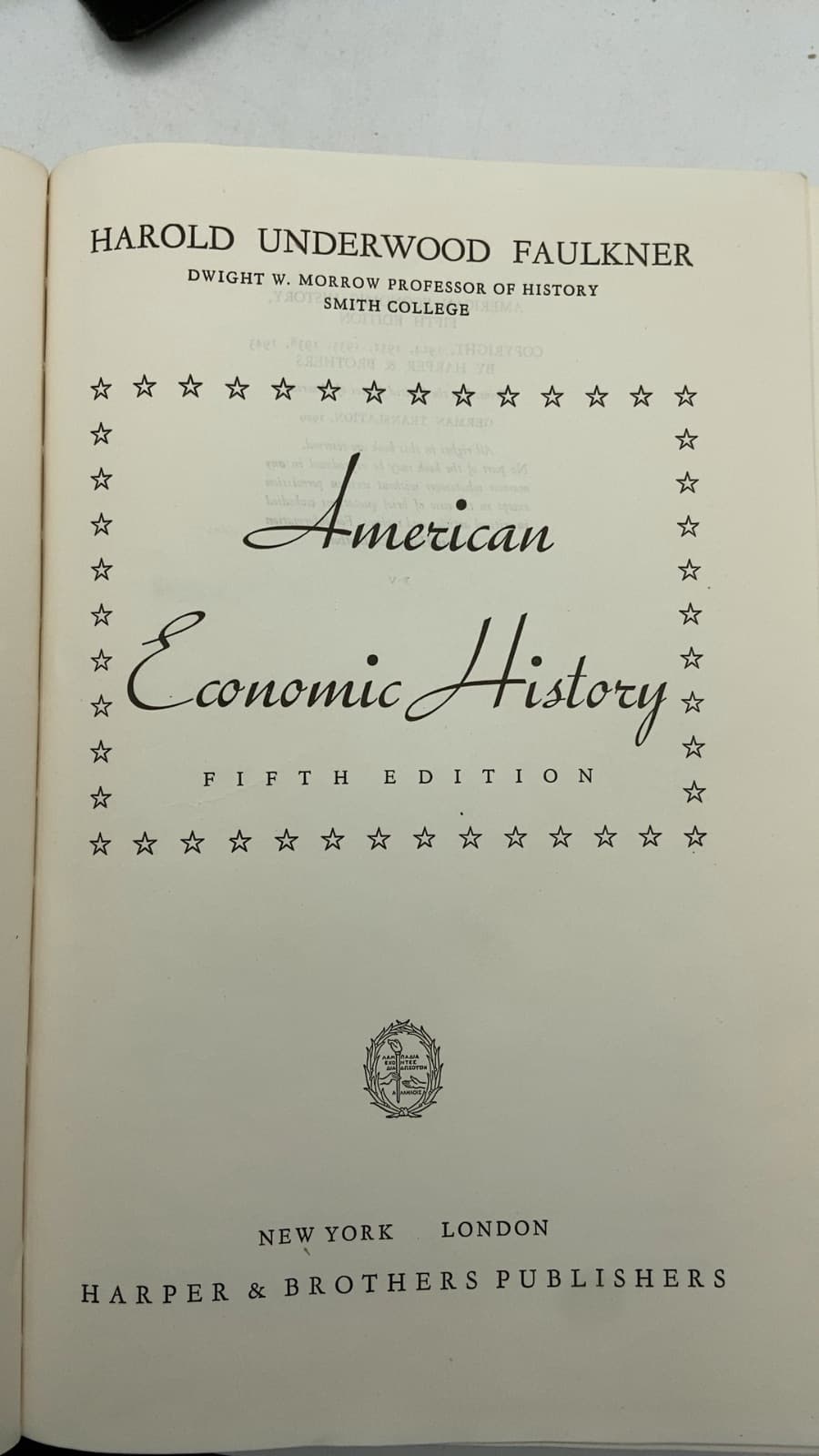 American Economic History by Harold Underwood Faulkner - title page