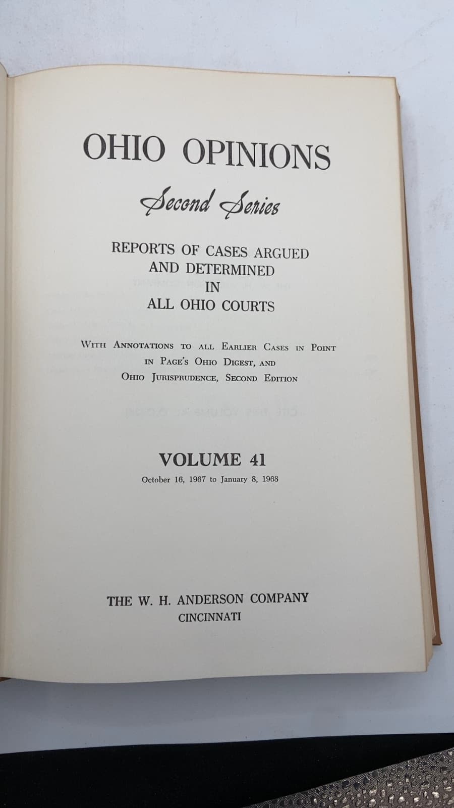 Ohio Opinions Second Series Vol. 41 - title page