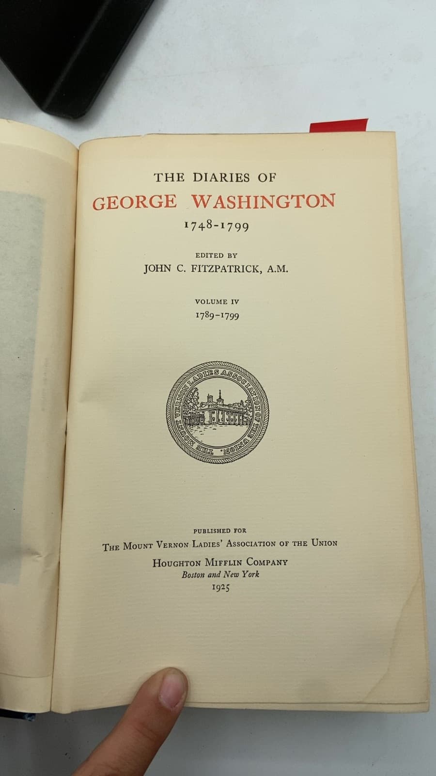 The Diaries of George Washington 1748-1799 by Edited by John C. Fitzpatrick, A.M. - title page