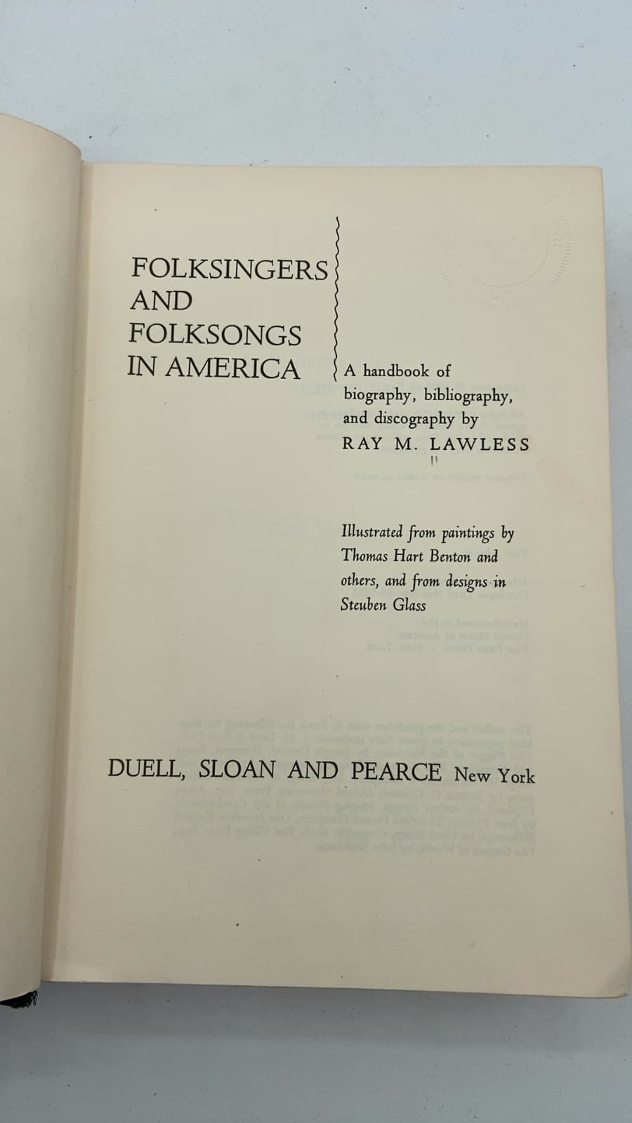 Folksingers and Folksongs in America by Ray M. Lawless - title page