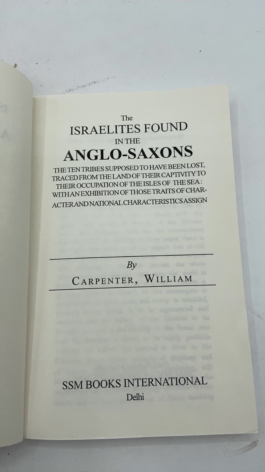 The Israelites Found in the Anglo-Saxons by Carpenter, William - title page