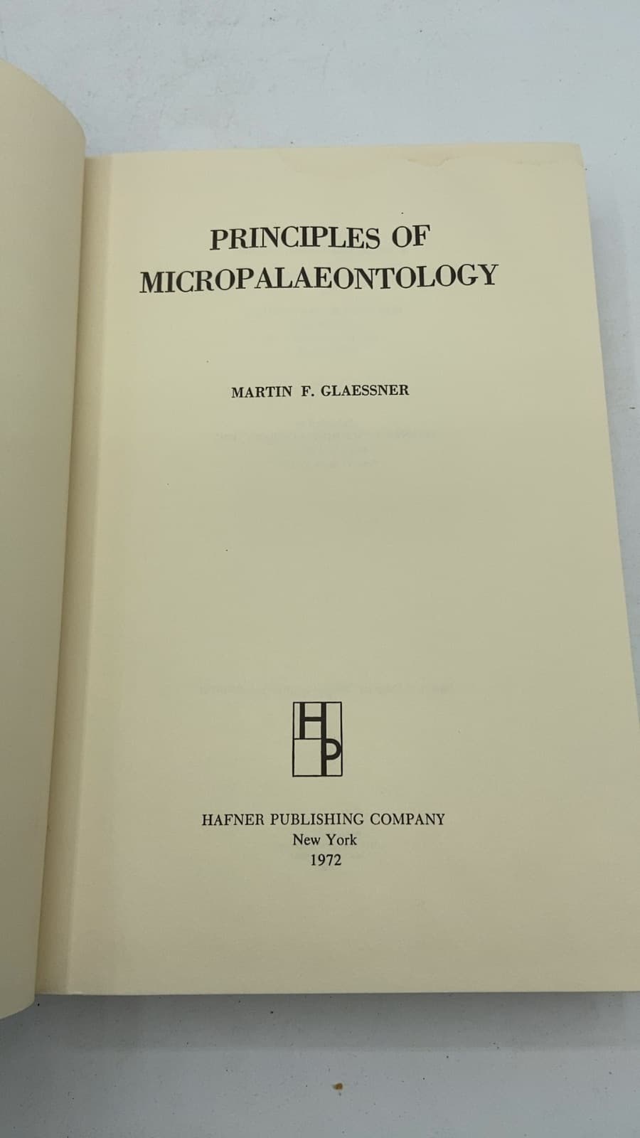 Principles OF Micropalaeontology by Martin F. Glaessner - title page