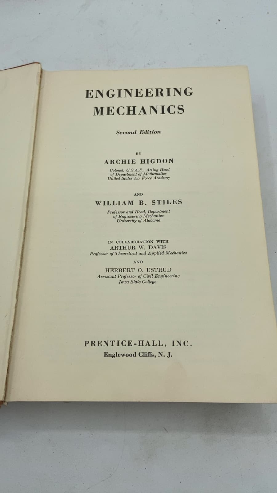 Engineering Mechanics by Archie Higdon AND William B. Stiles - title page