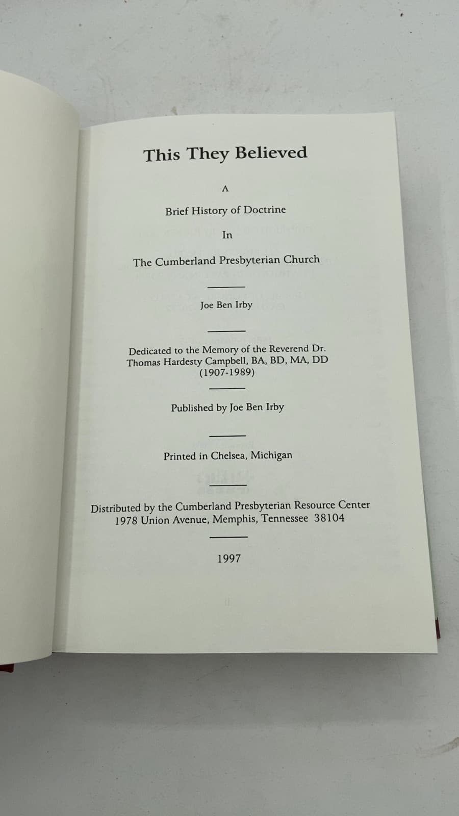 This They Believed by Joe Ben Irby - title page