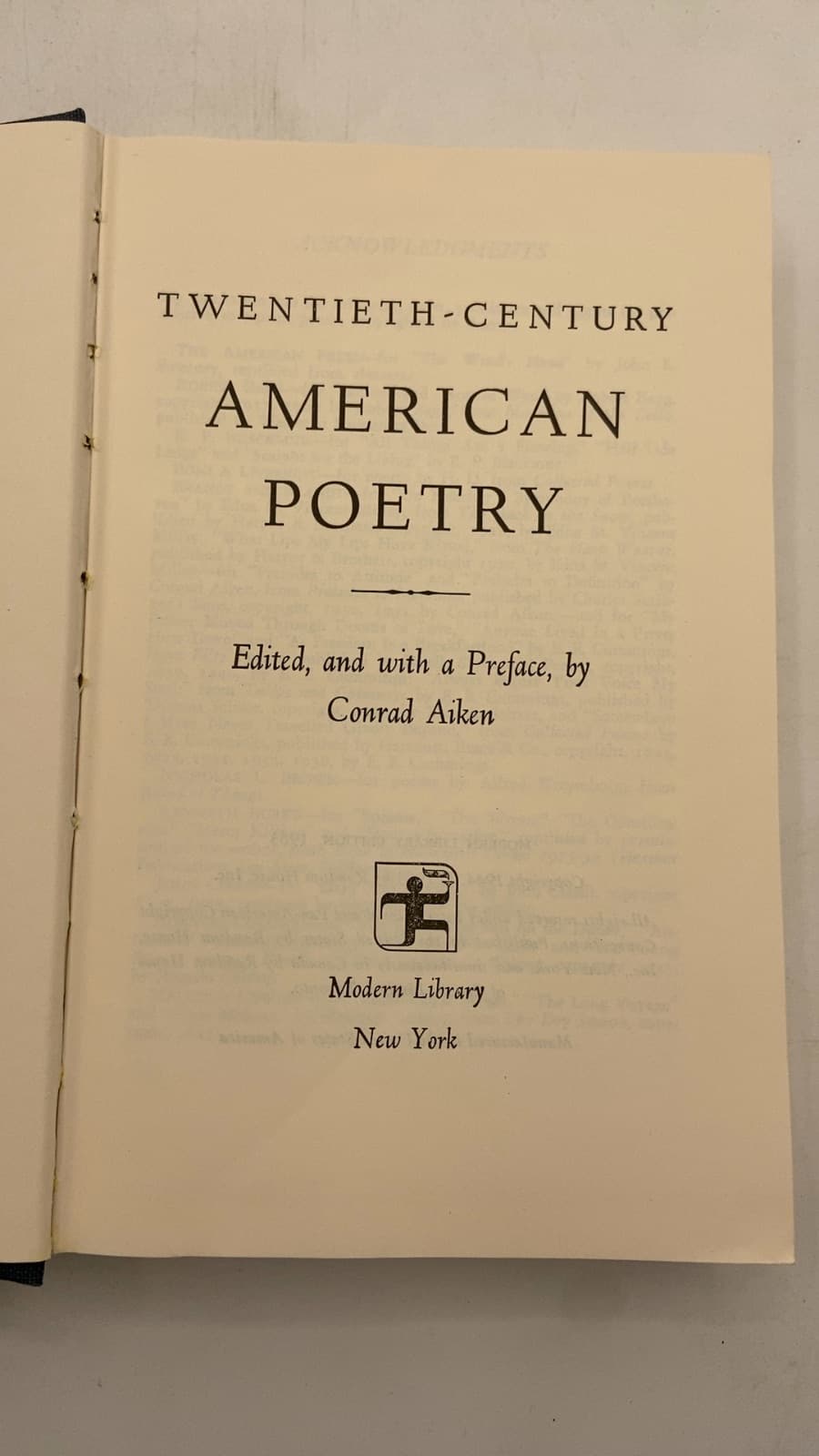 Twentieth-Century American Poetry by Edited by Conrad Aiken - title page