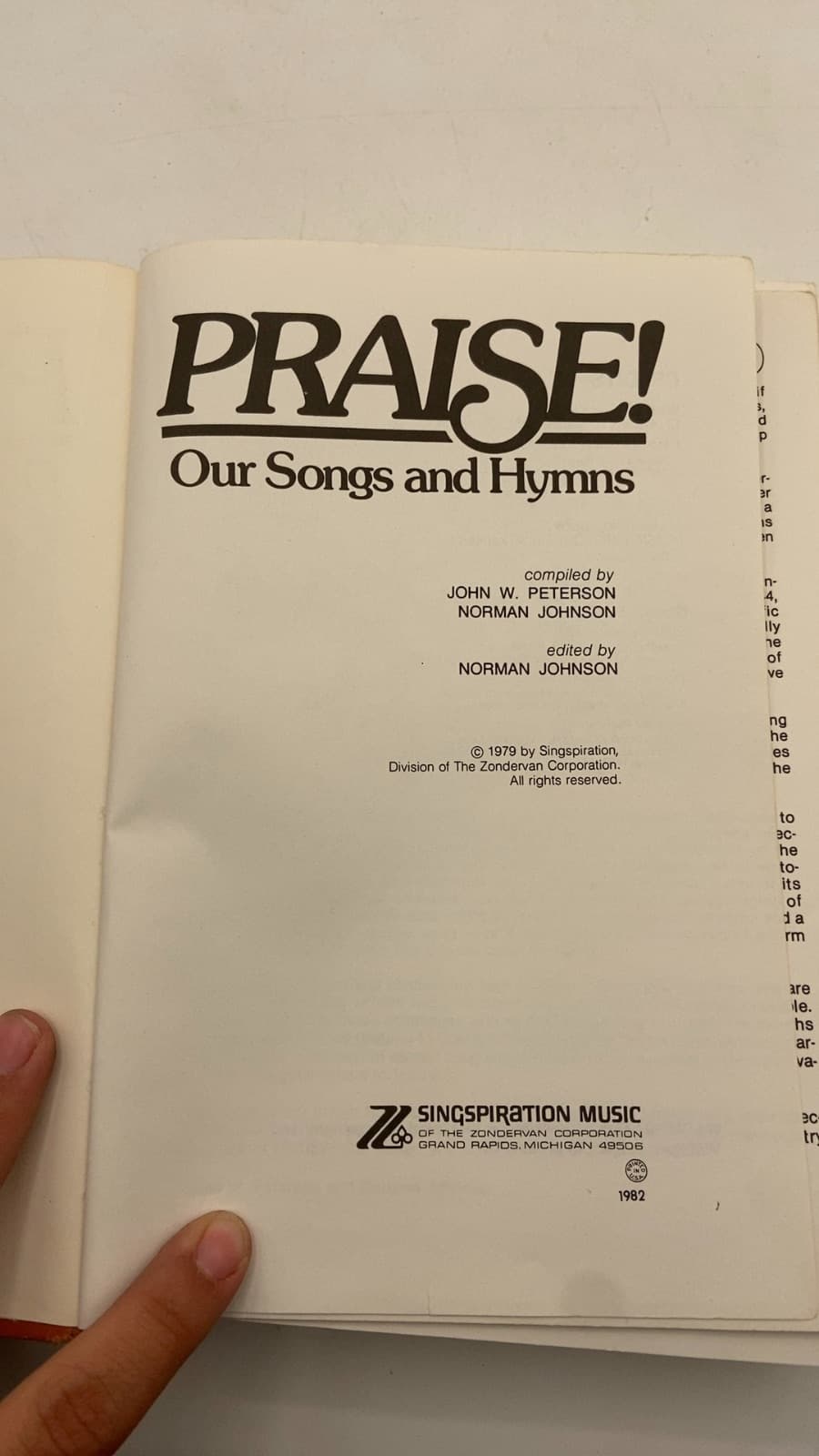 PRAISE! Our Songs and Hymns by John W. Peterson, Norman Johnson - title page