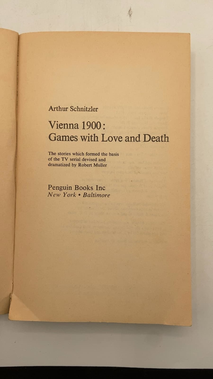 Vienna 1900: Games with Love and Death by Arthur Schnitzler - title page