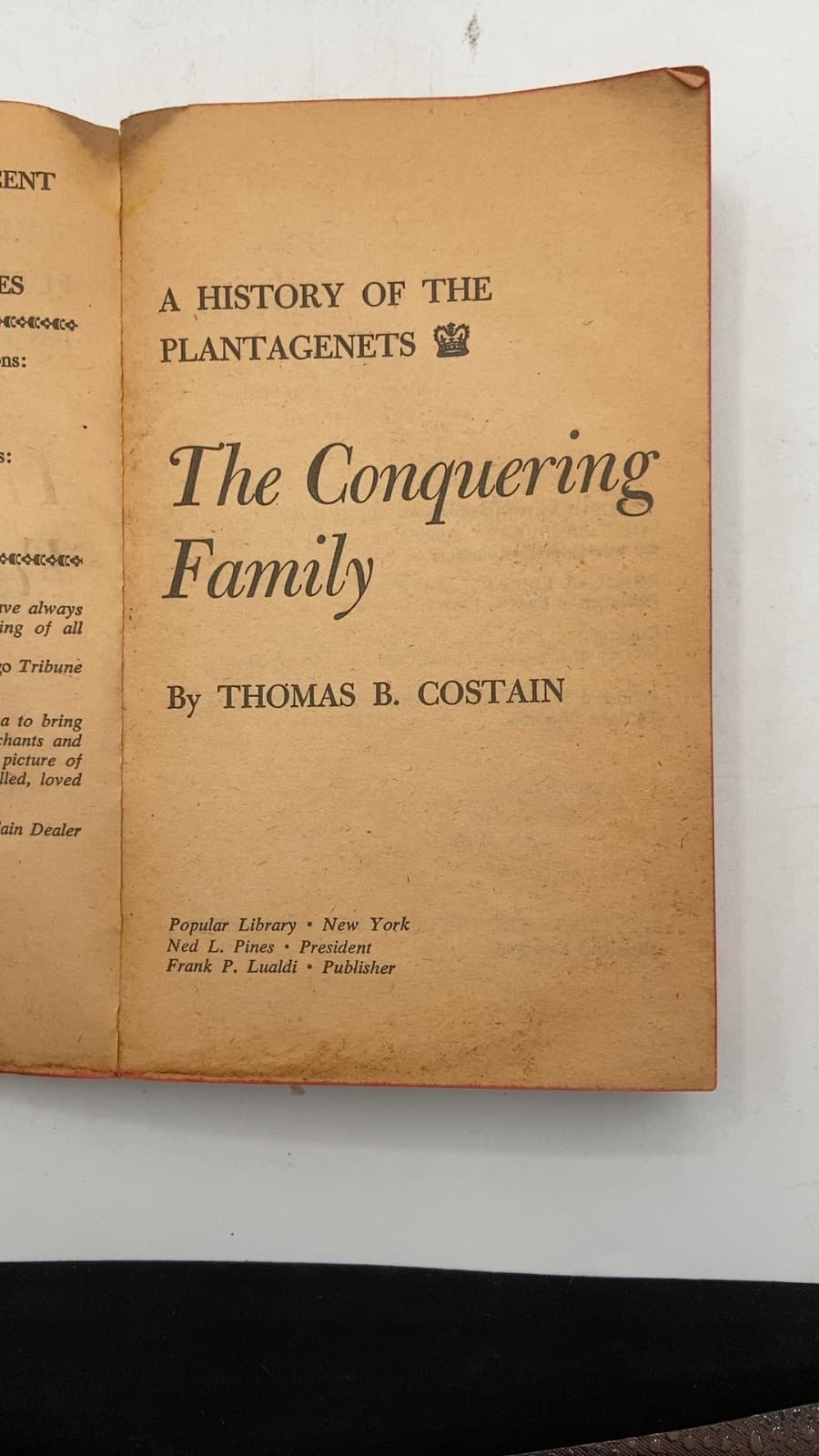 The Conquering Family by Thomas B. Costain - title page